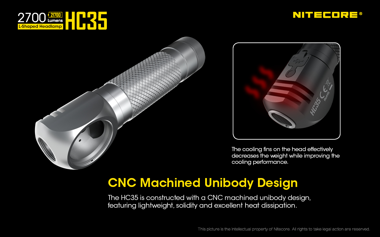 thumbnail image 2 of NITECORE HC35 2700 Lumen USB Rechargeable Headlamp – LED, Waterproof, Includes Extra Battery, Black, HC35 2 of 4