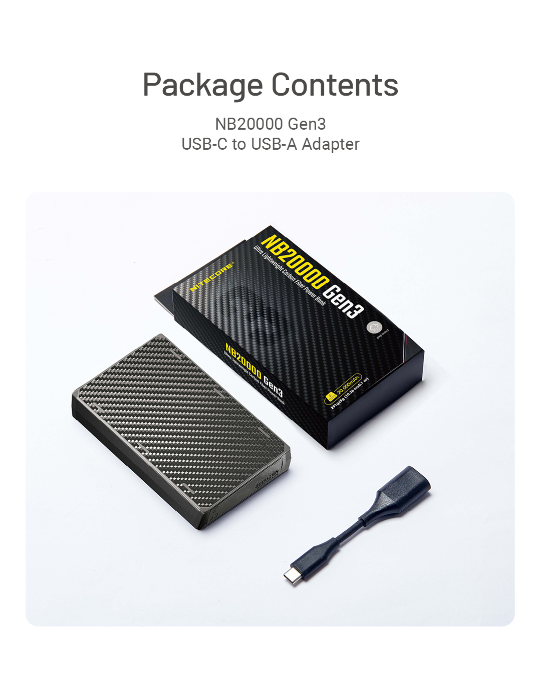NITECORE NB20000 Gen3 Ultra Lightweight Carbon Fiber Power Bank