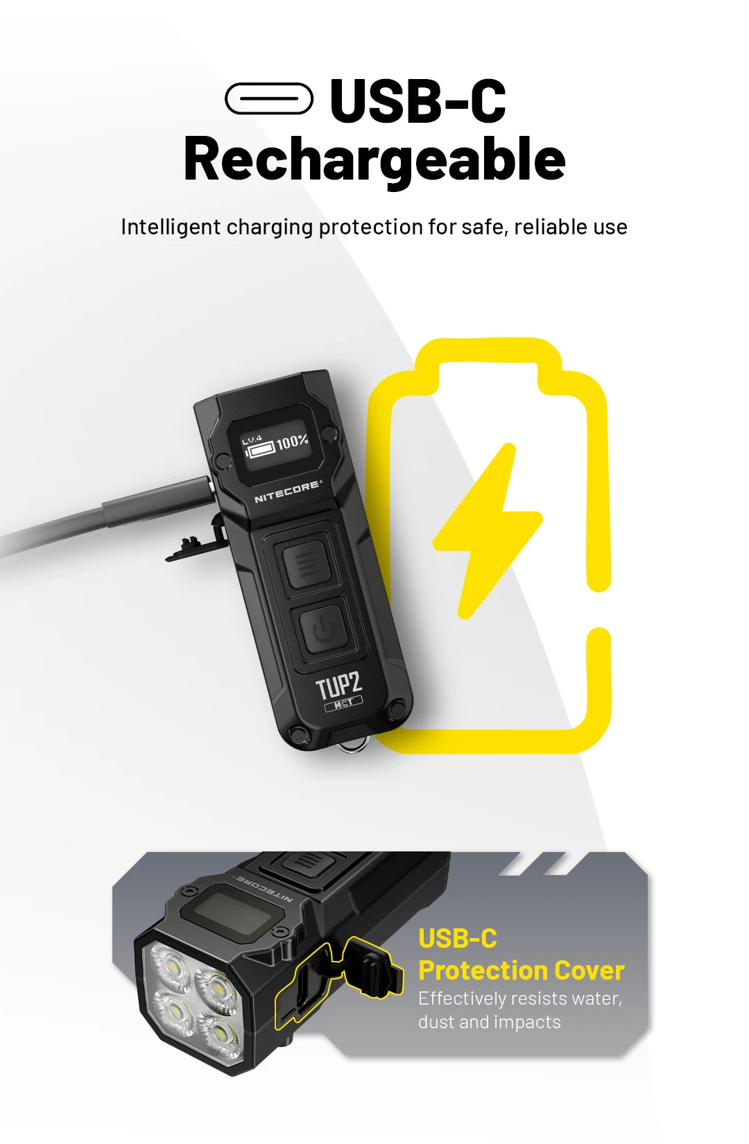 NITECORE TUP2 Intelligent Three Color Temperatures Keychain Light