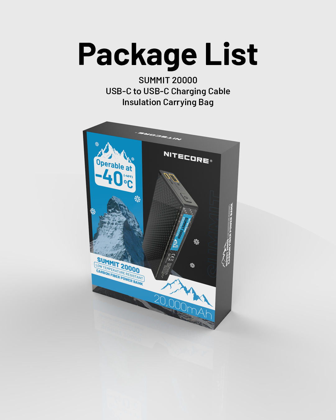 NITECORE SUMMIT 20000 Low Temperature Resistant Carbon Fiber Power